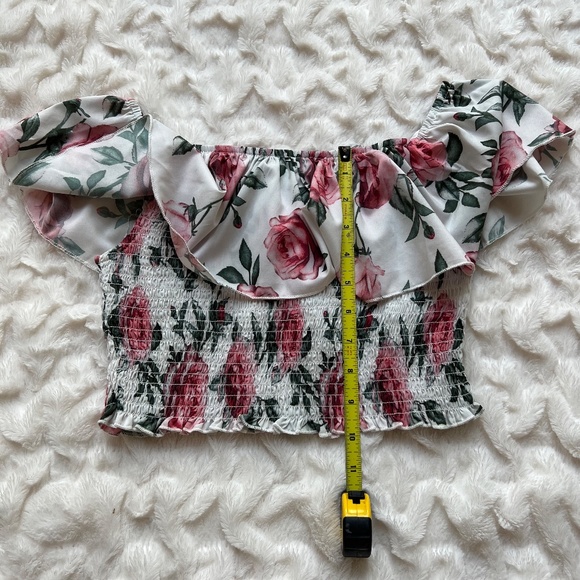 Girls Shirred Floral Tube Crop Top - Picture 14 of 14